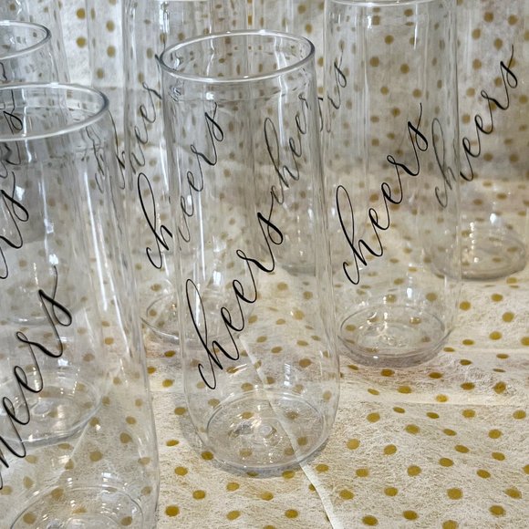 Set of 12 "Cheers" Shatter-Proof Champagne Flutes - Picture 6 of 8